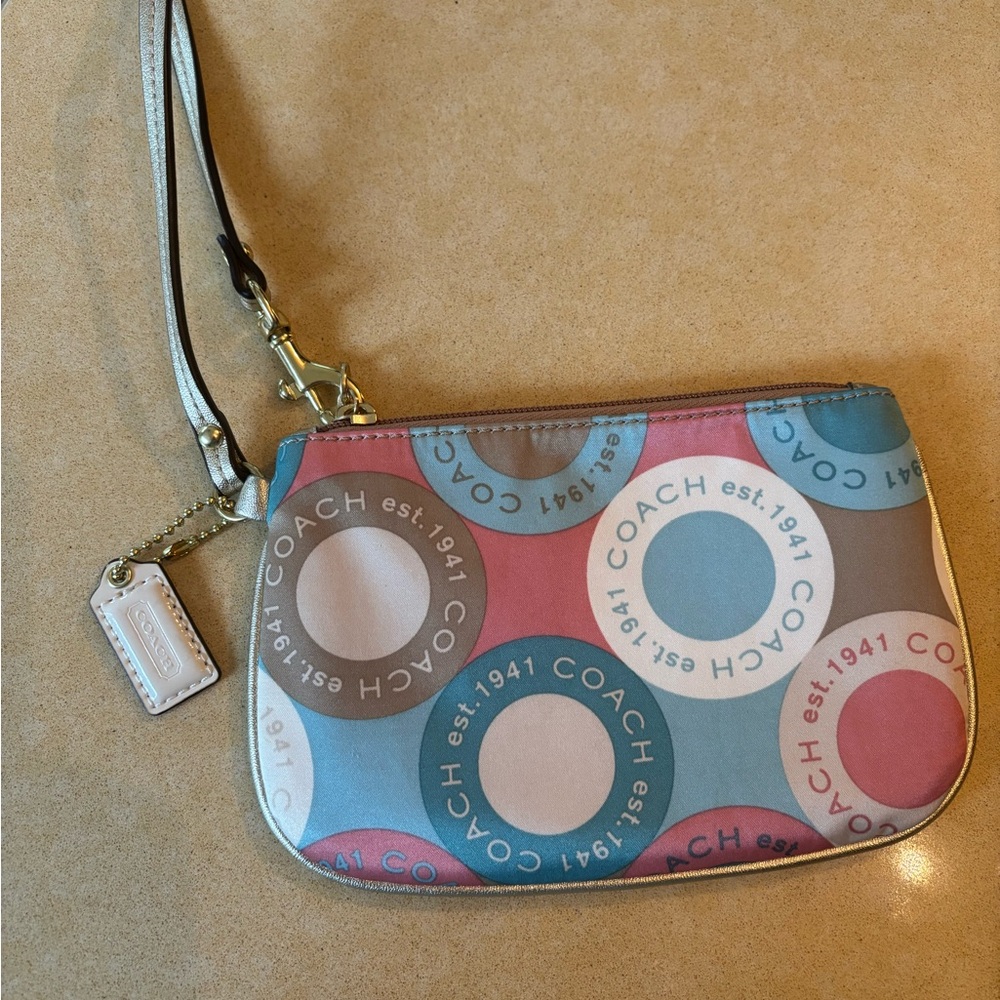 Coach Pink Snaphead Sateen Wristlet
